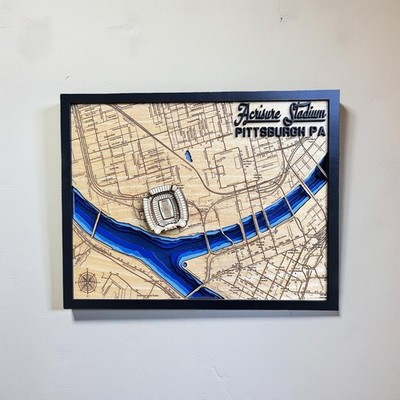 Acrisure Stadium 3D Wooden Map Wall Art Pittsburgh, PA