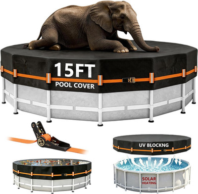 15FT round Pool Cover Durable 600D Solar Pool Covers for above Ground Pools | Po