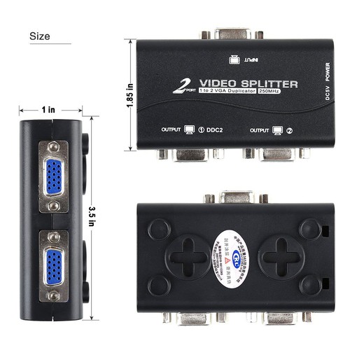 1 PC to 2 Monitor with USB cable Video Splitter VGA Splitter Adapter Duplicator - Picture 3 of 7