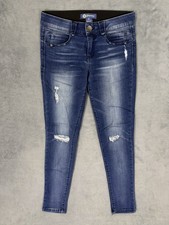 Democracy Ab Solution Jeans Womens 6 Blue Dark Wash Distressed Denim Skinny