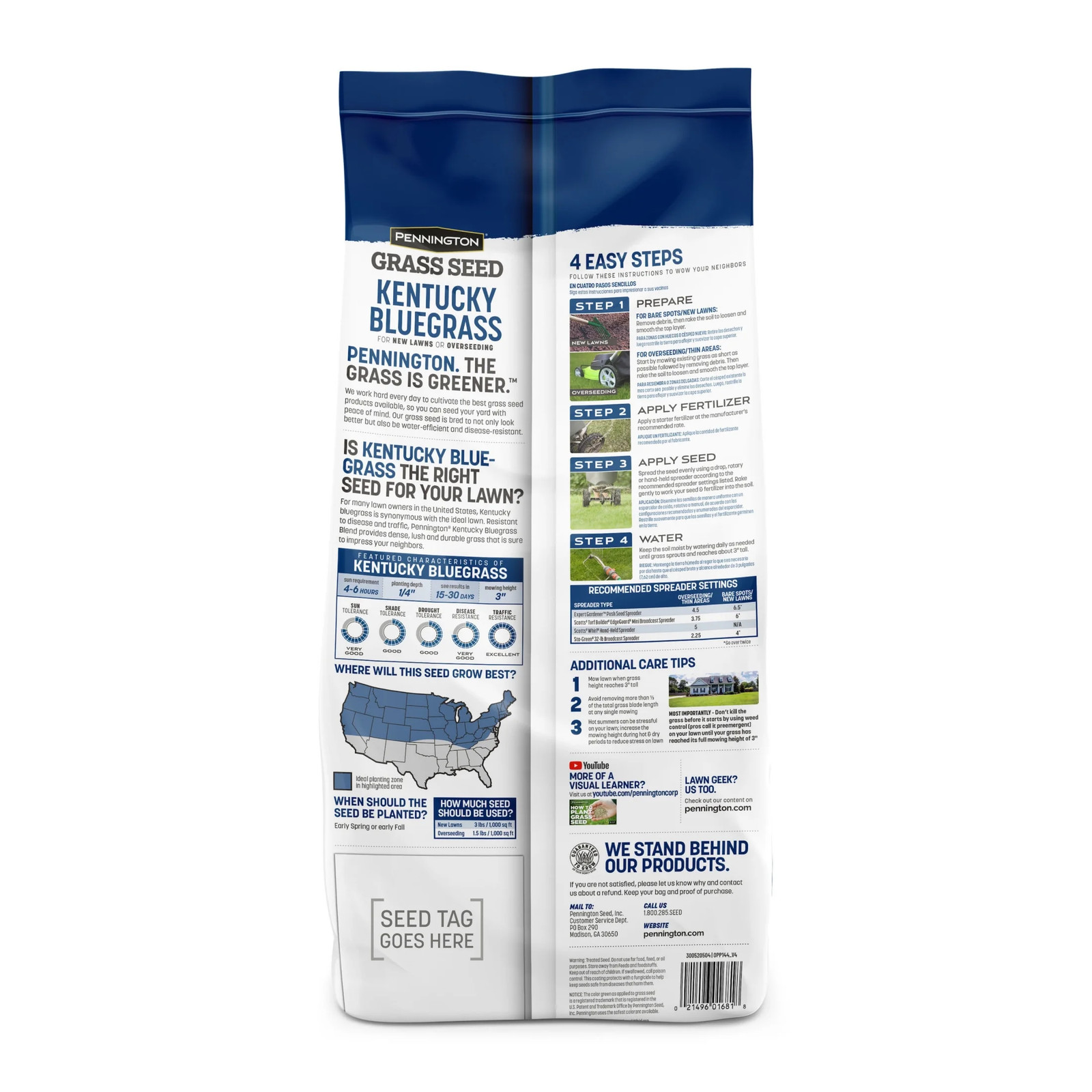 Kentucky Bluegrass Northern Grass Seed Mix, for Sun to Partial Shade, 7 Lb.