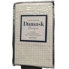 Charter Club Damask 2 King Pillowcases - Woven - 550 Thread Count Cotton 20x40