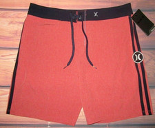 MENS HURLEY PHANTOM RED BRICK 4-WAY STRETCH SWIM BOARD SHORTS SIZE 34