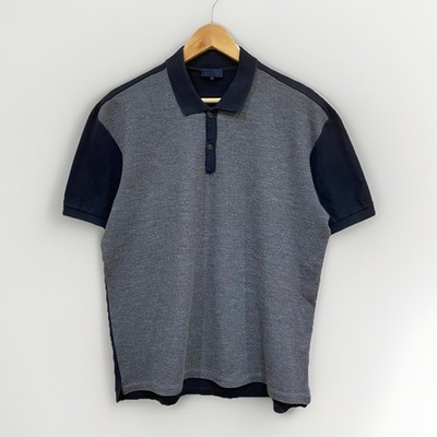 Lanvin Polo Shirt Men s Large 2 Tone Wool Panel Genuine Designer Made In Italy