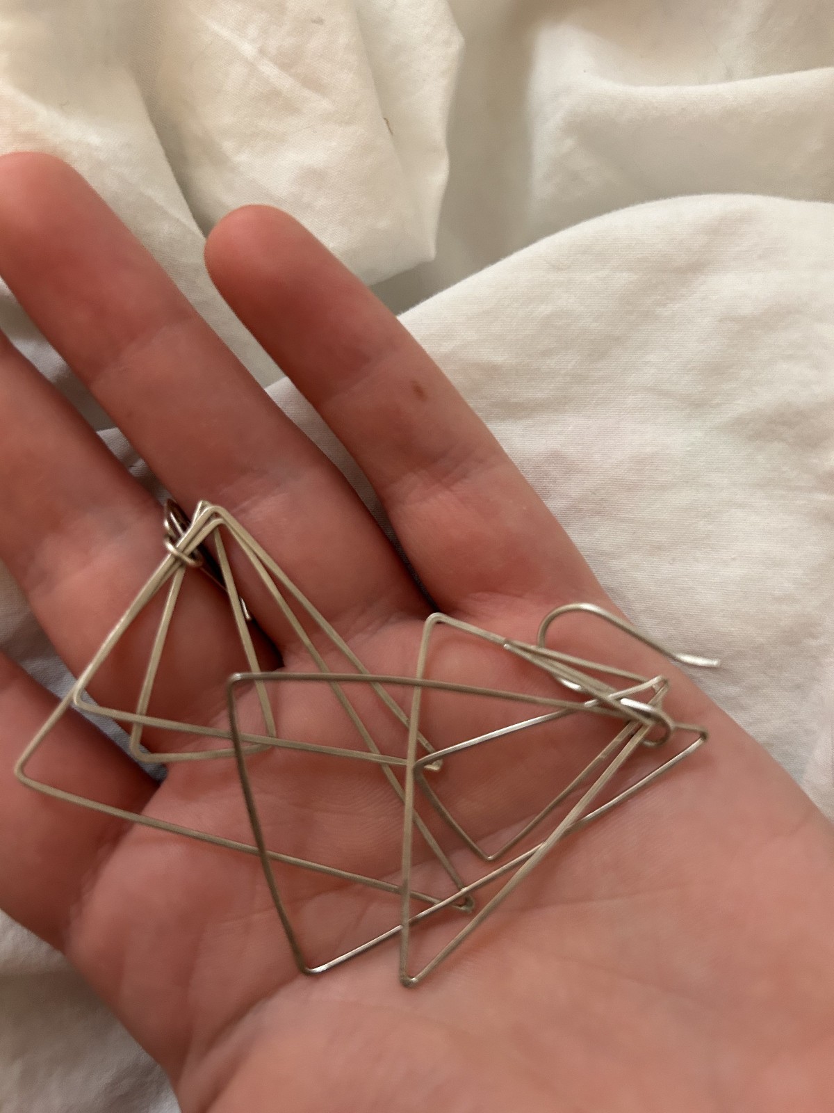 Large Silver Triangle Dangle Earrings Modern Scul… - image 8