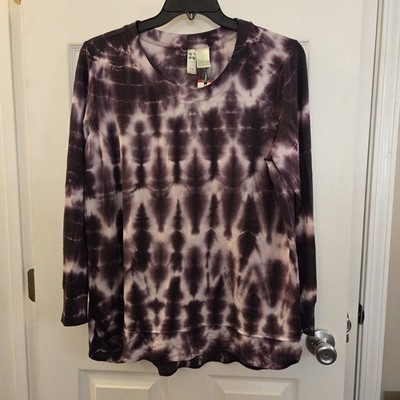 Green Tea sz XL Black Plum Tie Dye Oversized shirt NWT soft artsy casual stretch