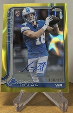 2025 Topps Chrome Football Isaac Teslaa  Auto Yellow Refractor /275