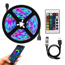 New LED Strip Lights 2/5m Music Sync 5050 RGB Room Light with Remote