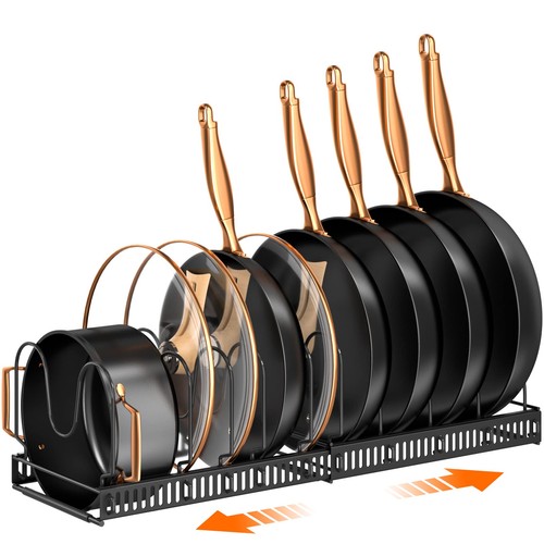 Pots and Pans Organizer Rack for under Cabinet, Expandable 11.71''-22.85'' Po...