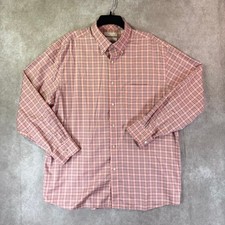 Roundtree Yorke Button Down Mens XL Salmon Blue Plaid Gold Label Non-Iron Prep