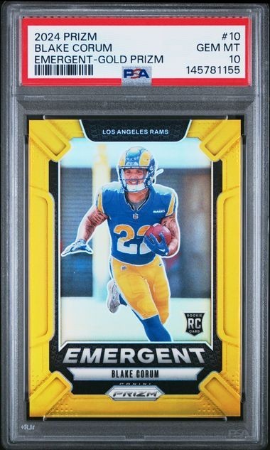 2024 PRIZM BLAKE CORUM #10 EMERGENT-GOLD PRIZM RC 6/10 PSA 10 GEM MINT LOW POP 2