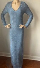 NWT St. John Evening gown Blue Sequin knit gown Size L 10/12