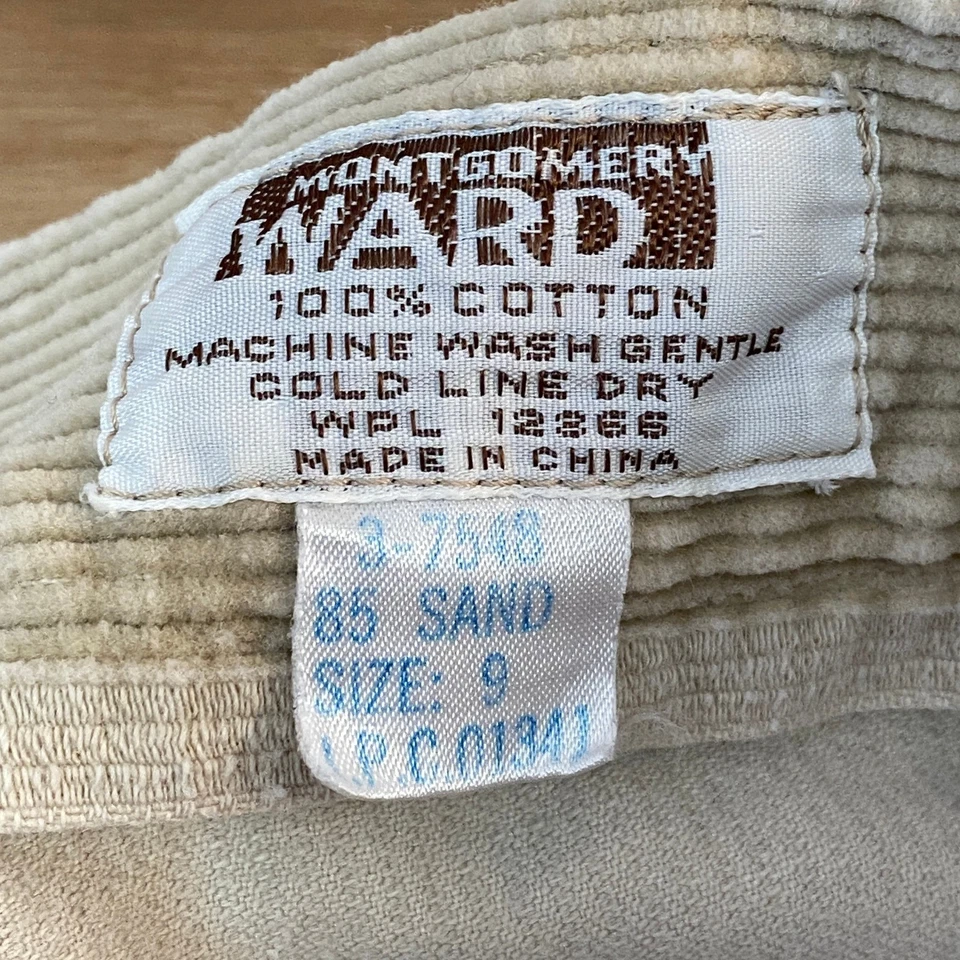 Vintage Montgomery Ward Corduroy Pants Beige Wide Leg High Rise Womens Size 9 - Image 3 of 4