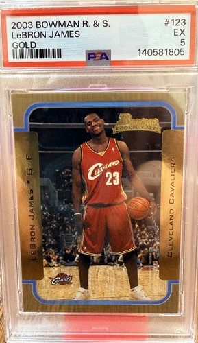 LeBron James Rookie Card 2003 Bowman Rookie Signature Gold PSA 5 Cleveland Cavs
