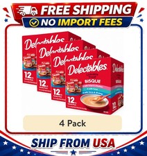  4 pack Delectables Lickable Cat Treats Bisque Variety Pack, 12 Count , 16.8 oz