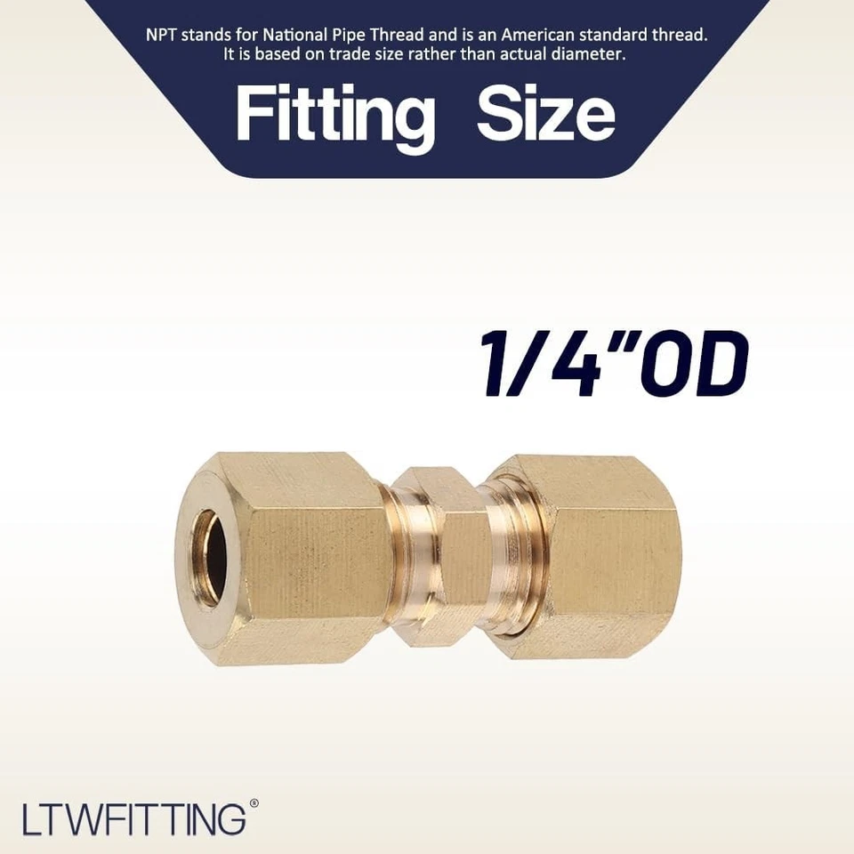 Versatile Pack of 30 Brass Compression Unions for 1/4-Inch OD Connections - Image 4 of 4