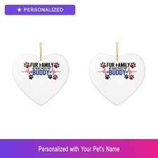 Custom Pet Heartbeat Set of 2 Ornament Personalized Name Dog Lover