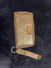 Wrangler Bronze Zip-Around Wristlet Wallet Logo Strap Key Ring Card ID Window