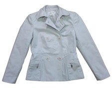 Calvin Klein Womens Double Breasted Blazer Jacket 2P Light Gray Tailored.