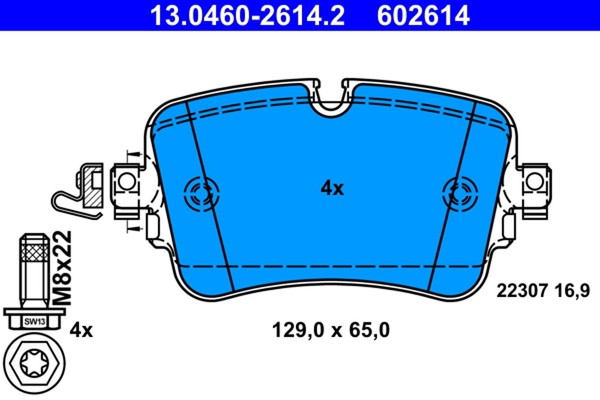 ATE Bremsbelagsatz Scheibenbremse 13.0460-2614.2 FüR Audi VW A8 4N8 Q7 4N2 CR7-image