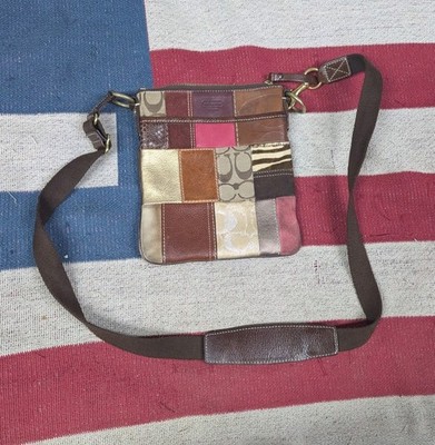Coach Patchwork Patchwork Leather Seude Crossbody Bag Y2K Purse F10439