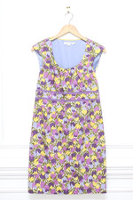 Boden Valentine Floral Tulip Dress Sheath Midi Purple Pastel Sz 8 Coquette Fairy