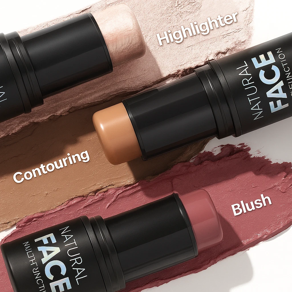 3-in-1 Highlighter Face Glow Concealer Stick Contour Bronzer Blush Foundation BB
