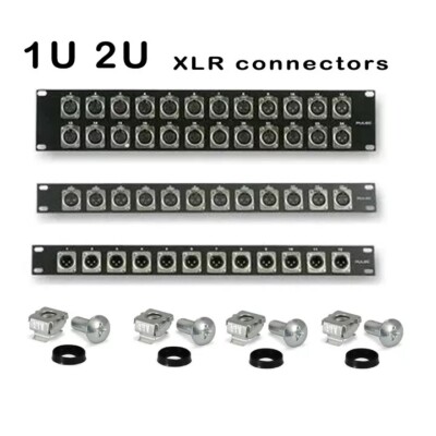 Rack Panel Zoll 19'' montiert 12 24 XLR Stecker Befestigungssatz 1HE 2HE Stecker Buchse