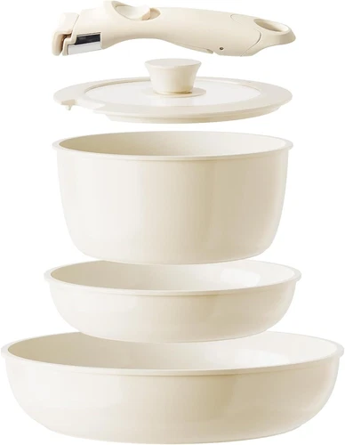 H&E Ceramic Pots and Pans Set Non Stick, Nonstick Kitchen Cookware Sets, Non