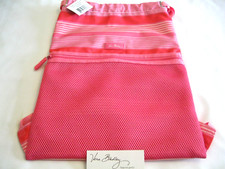 Vera Bradley PINK TONAL STRIPE LIGHTEN UP Backsack BACKPACK Bookbag TOTE NWT