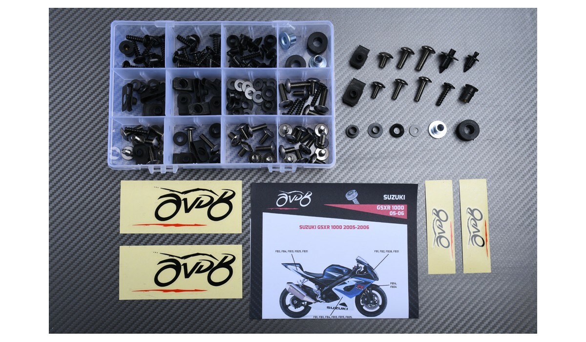 Kit vis carénage titane Suzuki GSXR 1000 2005-2006 pour remplacer vis grippées