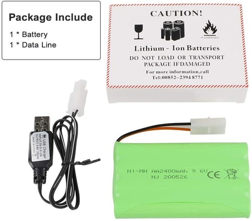 2400mAh 9.6V Battery KET 2P Tamiya Plug + USB Charger Cable for RC Car Boat - Picture 14 of 31