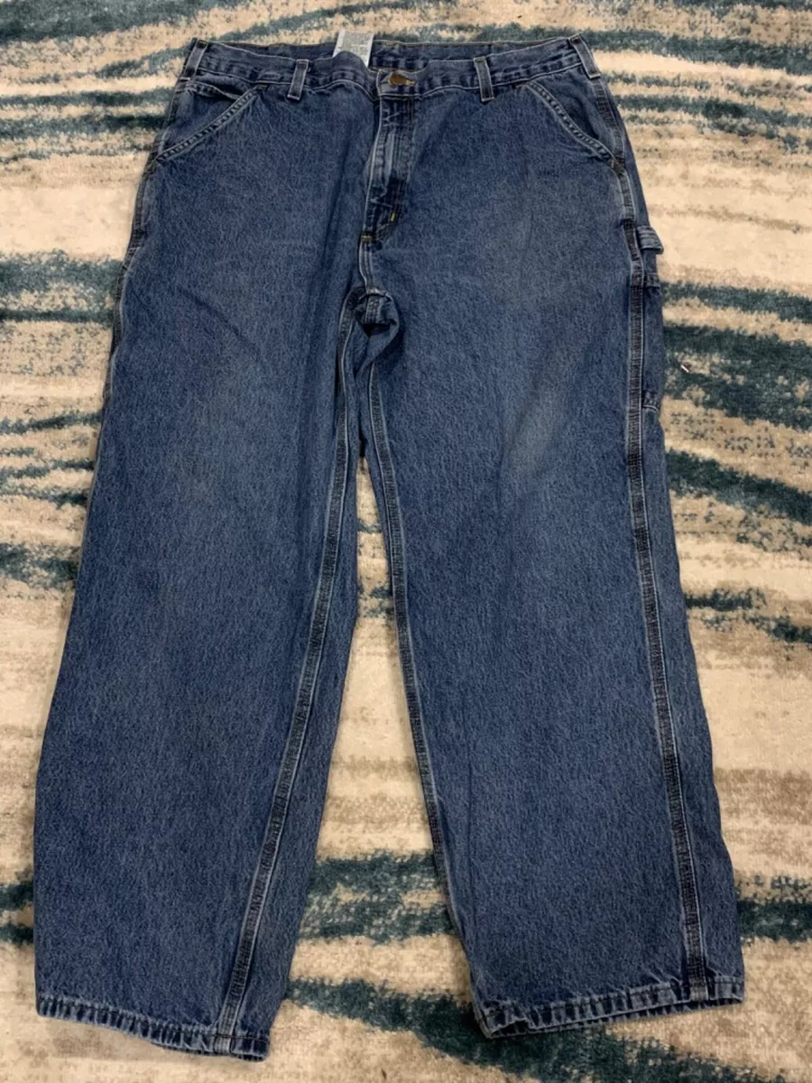 MENS 38 x 30 Carhartt B13 DPS Denim Dungaree Jeans Pants Carpenter NICE