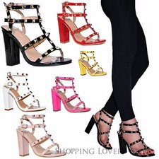 Scarpe Donna Sandali Vernice Borchie Decolletè Tacco Alto 11 Largo Rivetti A44