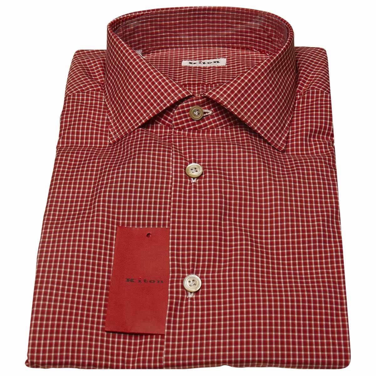 НОВАЯ КРАСНО-БЕЛАЯ ХЛОПЧАТОБУМАЖНАЯ РУБАШКА KITON ОТ 1575 ДОЛЛАРОВ США до 40 ЕВРО КРАСНОГО ЦВЕТА 47890₽