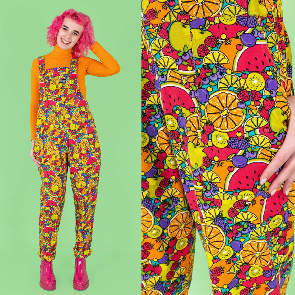 Run and Fly Tutti Frutti Tropical Frutta Stampa Stretch Twill