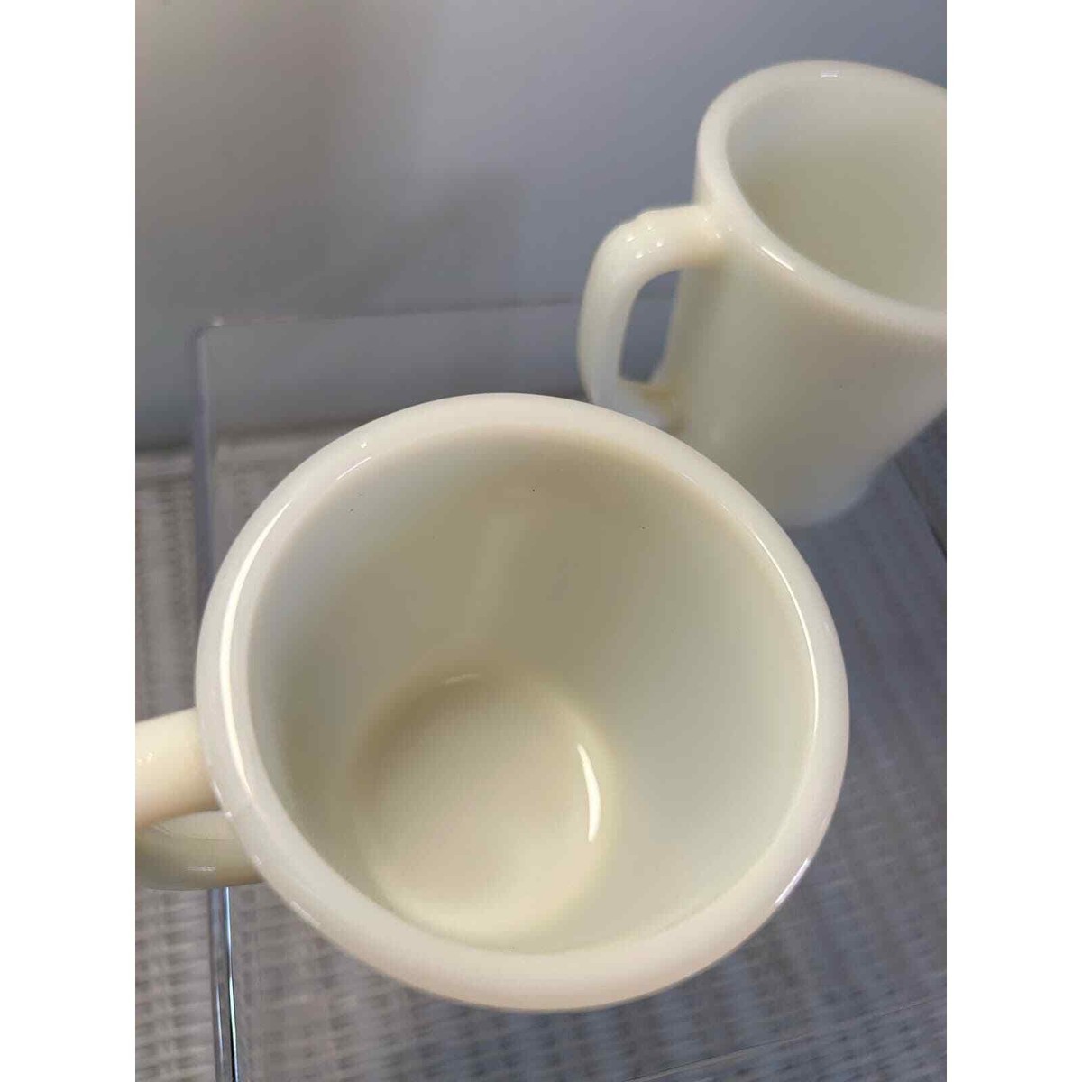 2 Vintage Fire King Ivory Off White Coffee Mug Cup D-Handle