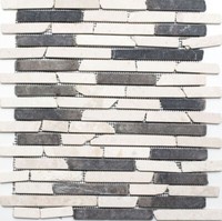 Mosaik Fliese Marmor Naturstein Schwarz Beige Wand 40-0115 | 10 Mosaikplatten