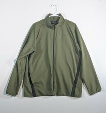 Nike Dri Fit Mens Light Weight Active Wear Jacket Size L Olive Green Full Zip