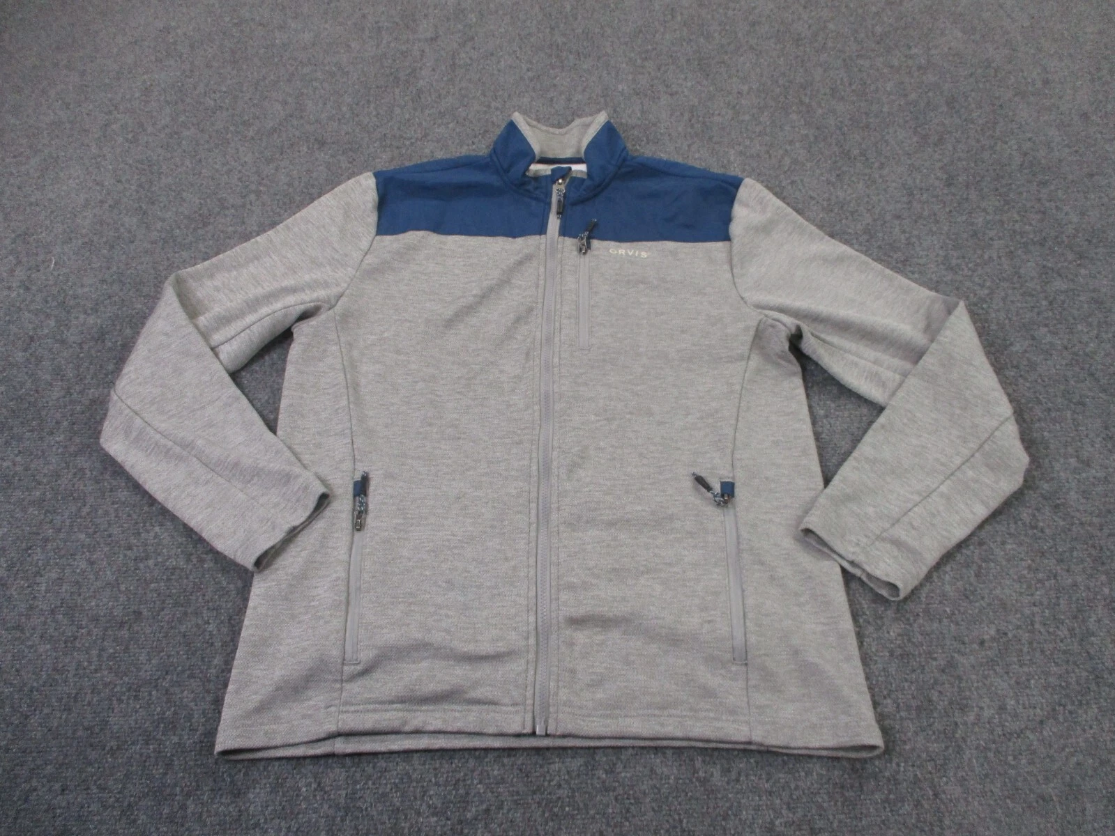 Orvis Jacket Men M Gray Outdoors Golf Sweater Hiking Active Camping Stretch