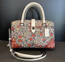 Coach Mercer 24 Satchel Crossbody CHALK YANKEE FLORAL Handbag Small 57703 NEW
