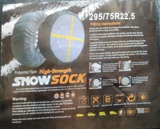 SEMI TRUCK AND TRAILER Snow Sock 295/75R22.5. High-strength. Polyester yarn.