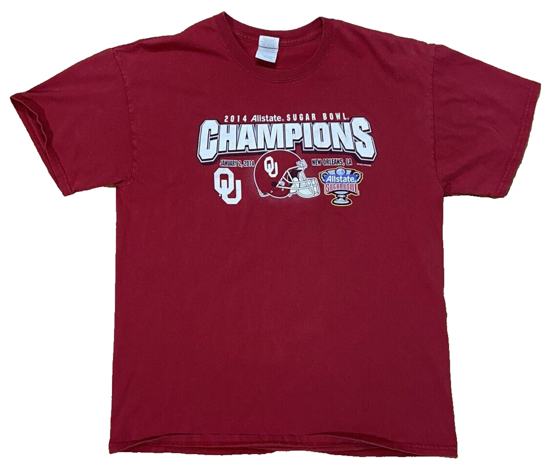 Oklahoma Sooners T-Shirt 2014 Allstate Sugar Bowl Champions Sz L