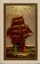 At Sea, Narrow Named Swap Playing Card. Linen. Sailboat.