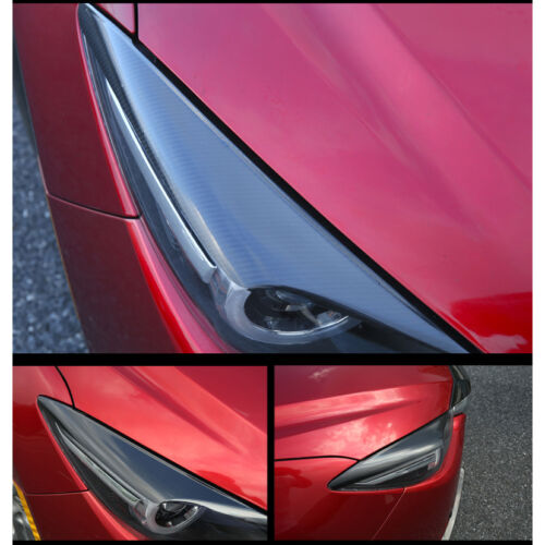 Pour Mazda3 Axela M3 2014-2016 couleur fibre de carbone j autocollants lampe frontale garniture - Photo 1/4