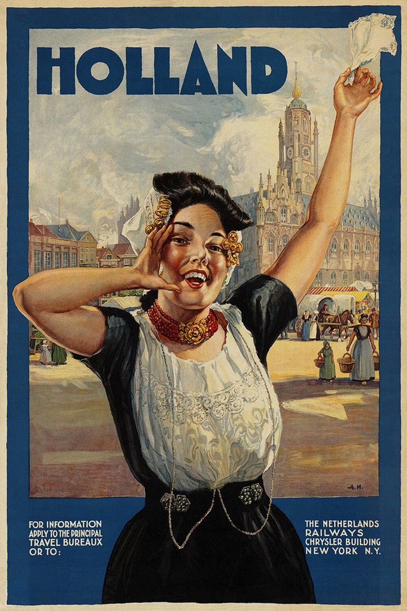 【送料込み】Von Dutch ポスター Beautiful Girl Lady Holland Netherlands Travel Vintage Poster