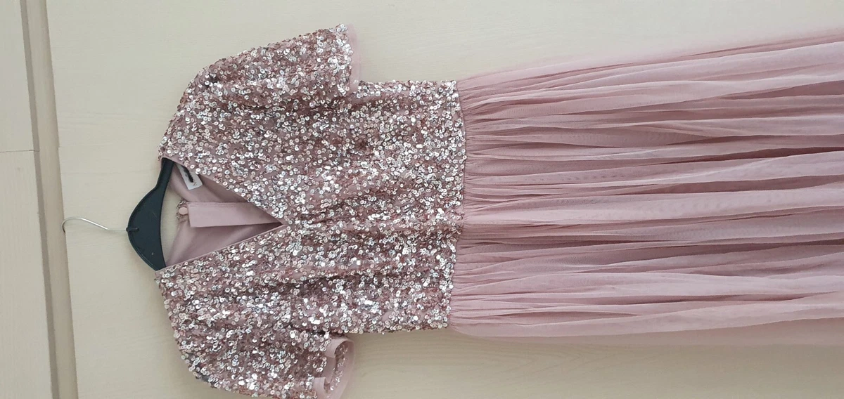 Maya V Neck Short Sleeve Sequin Maxi Dress