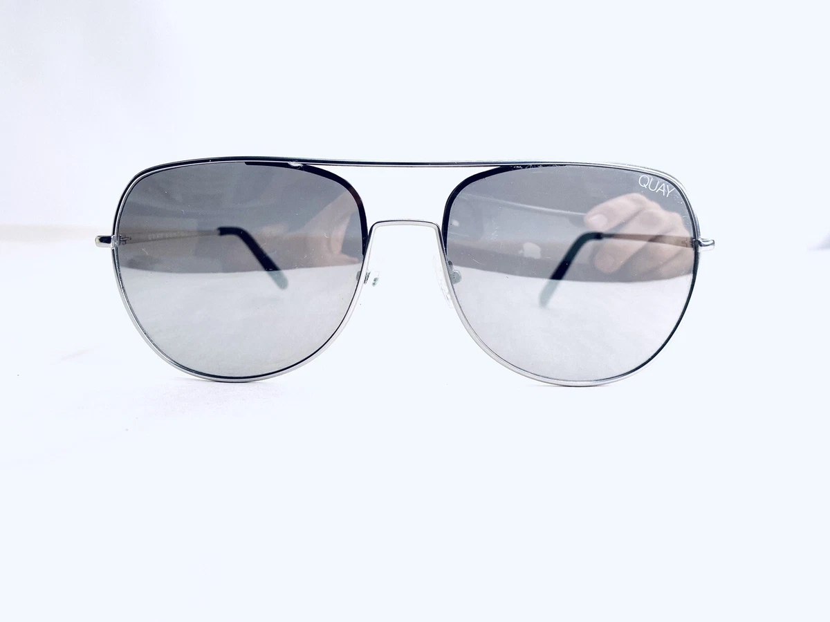 Quay Australia Silver Aviator Sunglasses Silver Mirror Lens Living