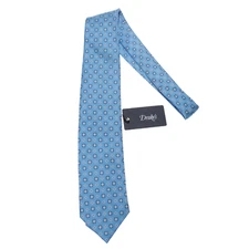 Drake's NWT Neck Tie in Blue/Orange/White/Black Geometric Pattern 100% Silk
