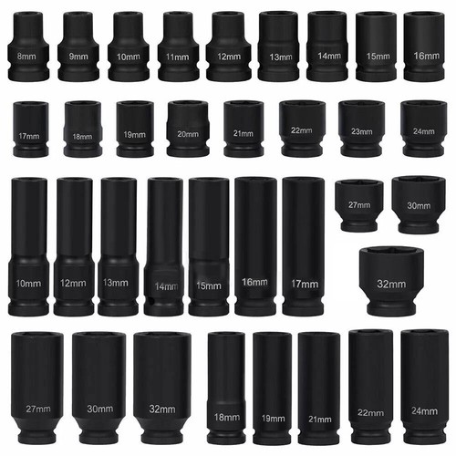 35pcs 1/2" Drive Deep Impact Socket Set 8-32MM CR-V Steel Metric Workshop Tool - Picture 10 of 12